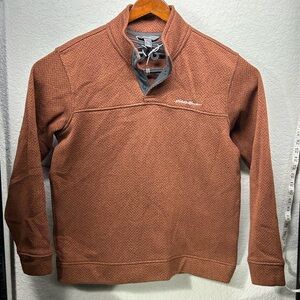 Eddie Bauer Men's Pullover Small 1/4 Snap Mock Neck Radiator Fleece Sweater